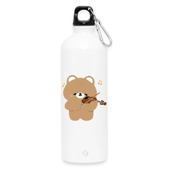 Bear Violinist Charme - Trinkflasche mit Karabiner 750 ml - Weiß - Vorne