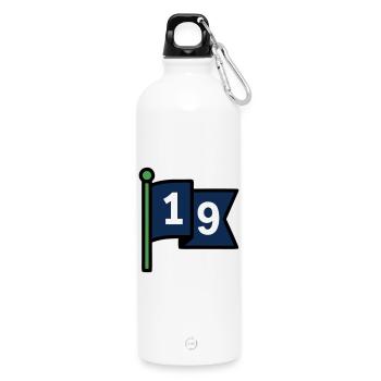 Loch 19 Golffahne Golfclub Herrenausflug Bier - Trinkflasche mit Karabiner 750 ml - Weiß - Vorne
