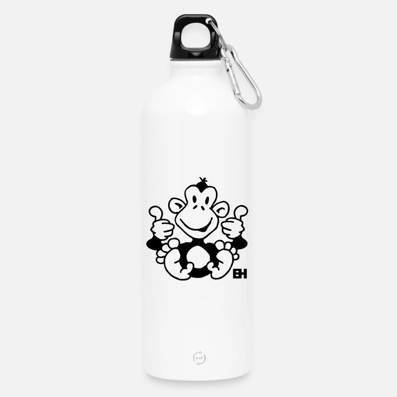 Affe - Trinkflasche mit Karabiner 750 ml - Weiß