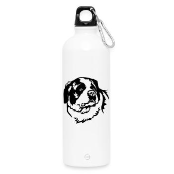 Tête de Saint-Bernard - Gourde en inox avec mousqueton 750 ml - blanc - Devant