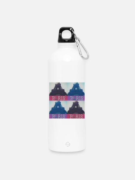 paris eiffel - Trinkflasche mit Karabiner 750 ml - Weiß
