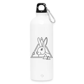 Rabbit in geometric shape - line art design - Water Bottle with carabiner 750 ml - white - Front