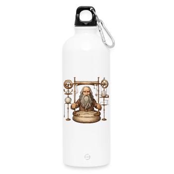 Léonard de Vinci inventeur, invention, génie - Gourde en inox avec mousqueton 750 ml - blanc - Devant