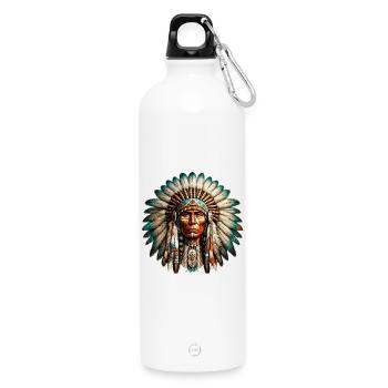Amérindien Peau rouge d’Amérique - Gourde en inox avec mousqueton 750 ml - blanc - Devant