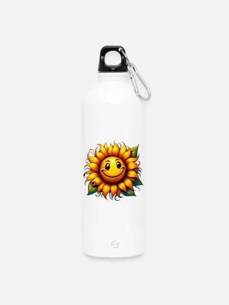Sonnenblume - Trinkflasche mit Karabiner 750 ml - Weiß
