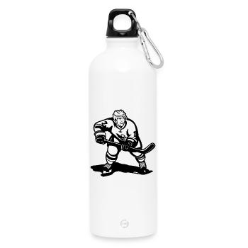 Eishockeyspieler Skizze - Trinkflasche mit Karabiner 750 ml - Weiß - Vorne