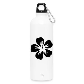 Hibiskusblüte Frei-Wählbare Farbe Tropen Grafik - Trinkflasche mit Karabiner 750 ml - Weiß - Vorne
