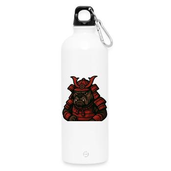 Bulldog Samurai Warrior in Red Battle Armor - Water Bottle with carabiner 750 ml - white - Front