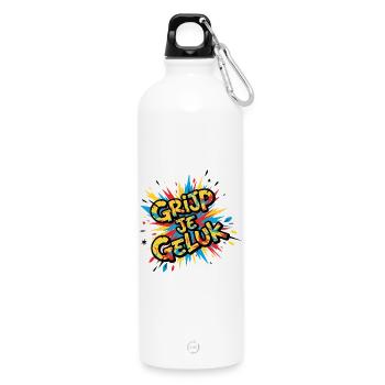 Schnapp dir dein Glück in der bunten Explosion - Trinkflasche mit Karabiner 750 ml - Weiß - Vorne