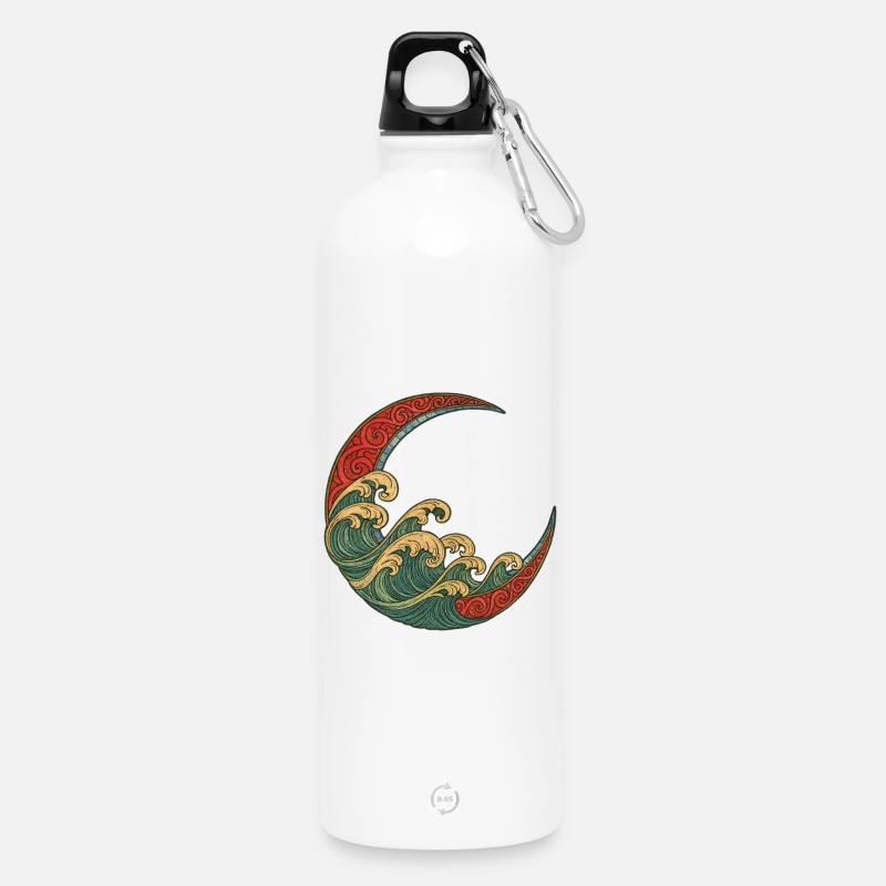 Mosaico a forma di onda a mezzaluna - METALLIC Borraccia con moschettone 750 ml - bianco