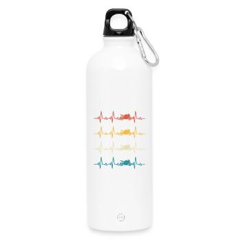 Motard Retro Heartbeat Moto Motorcycle  - Gourde en inox avec mousqueton 750 ml - blanc - Devant