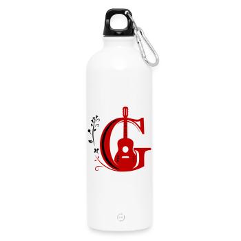 Initial c with guitar - Water Bottle with carabiner 750 ml - white - Front