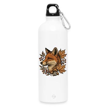 Herbstfuchs im Laubkreis - Trinkflasche mit Karabiner 750 ml - Weiß - Vorne