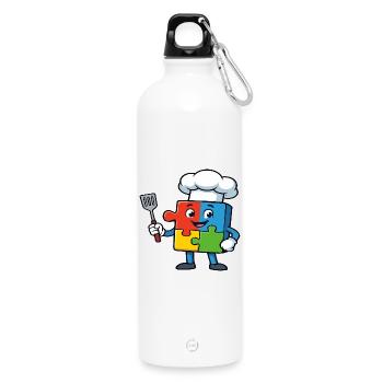 Puzzle Piece Chef Mascot - Water Bottle with carabiner 750 ml - white - Front