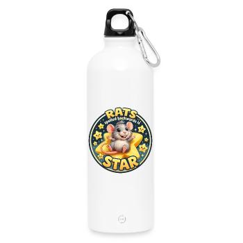 Haustierratte: Der kleine Kawaii-Stern - Trinkflasche mit Karabiner 750 ml - Weiß - Vorne
