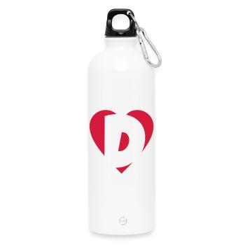 I love D - Herz D - Buchstabe D - Trinkflasche mit Karabiner 750 ml - Weiß - Vorne
