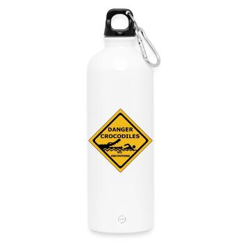 Gefahr Krokodile - Trinkflasche mit Karabiner 750 ml - Weiß - Vorne