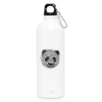 Panda poster - Water Bottle with carabiner 750 ml - white - Front
