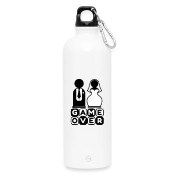Game Over Mariage Fête de mariage Mariée Mariée - Gourde en inox avec mousqueton 750 ml - blanc - Devant