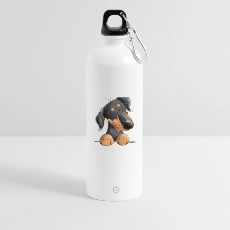 Lustiger Dobermann Oder Pinscher I Hund Comic Trinkflasche mit Karabiner 750 ml