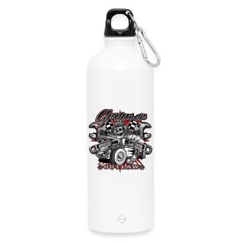 Hot rod garage - Water Bottle with carabiner 750 ml - white - Front
