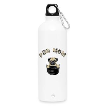 Pug maman - Gourde en inox avec mousqueton 750 ml - blanc - Devant