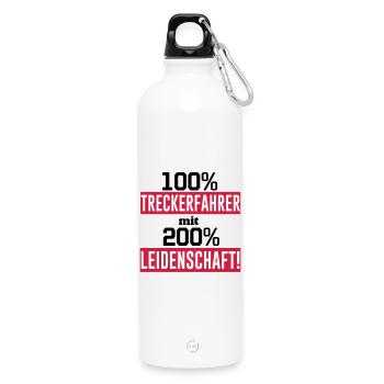 Traktor , Treckerfahrer 200% Leidenschaft ...(25) - Trinkflasche mit Karabiner 750 ml - Weiß - Vorne