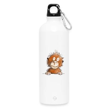 Lustiger Affe I Affenbaby I Orang Utan Baby - Trinkflasche mit Karabiner 750 ml - Weiß - Vorne