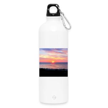 COUCHER DE SOLEIL I Vacances I Mer I Été - Gourde en inox avec mousqueton 750 ml - blanc - Devant