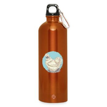 Poule en soie blanche - Gourde en inox avec mousqueton 750 ml - orange - Devant