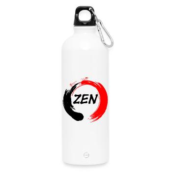 Zen geschrieben in enso zen Kreis rot und schwarz - Trinkflasche mit Karabiner 750 ml - Weiß - Vorne