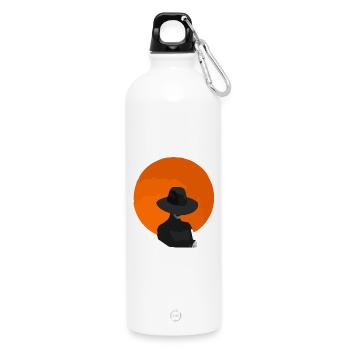 Woman with hat - Water Bottle with carabiner 750 ml - white - Front