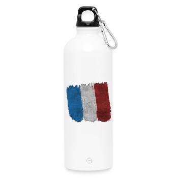 French flag - Water Bottle with carabiner 750 ml - white - Front