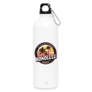 Honolulu Hawaii Vintage Beach Design - Trinkflasche mit Karabiner 750 ml - Weiß - Vorne