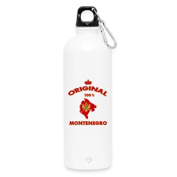 Montenegro Original 100% Flaggen Design - Trinkflasche mit Karabiner 750 ml - Weiß - Vorne