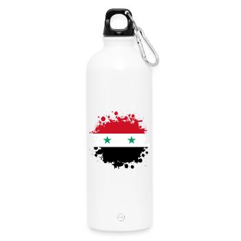 Syrien Flaggen Klecks - Trinkflasche mit Karabiner 750 ml - Weiß - Vorne