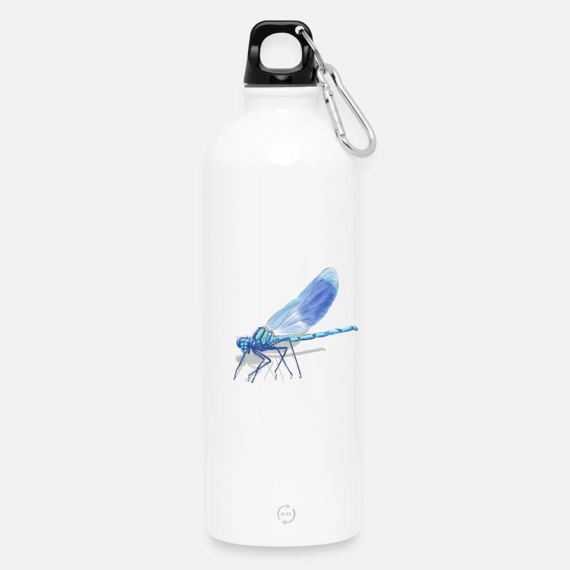 Blue Dragonfly Ember Print - Trinkflasche mit Karabiner 750 ml - Weiß