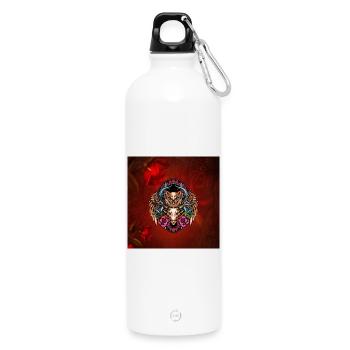 Superbe hibou coloré - Gourde en inox avec mousqueton 750 ml - blanc - Devant