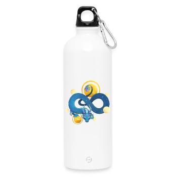 Blue Ink Spirits - Rainbow Blue Dragon & Gold - Water Bottle with carabiner 750 ml - white - Front