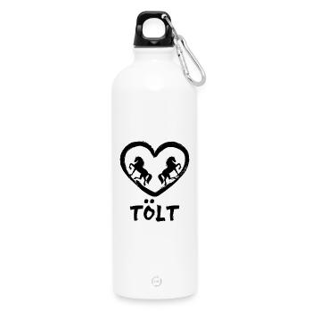 Tölt Horses Icelandic Horses Horse Love Heart Saying - Water Bottle with carabiner 750 ml - white - Front
