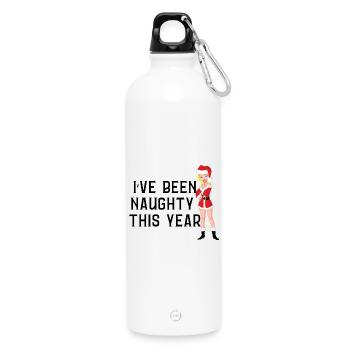 Naughty Christmas 'sweater' - Water Bottle with carabiner 750 ml - white - Front