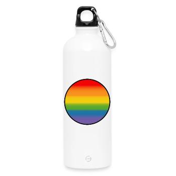 Rainbow Gradient Round white shirt - Water Bottle with carabiner 750 ml - white - Front