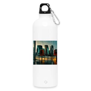 scène urbaine futuriste - Gourde en inox avec mousqueton 750 ml - blanc - Devant
