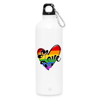 Amour Cœur LGBT Dire Sexualité Transgenre Gay - Gourde en inox avec mousqueton 750 ml - blanc - Devant