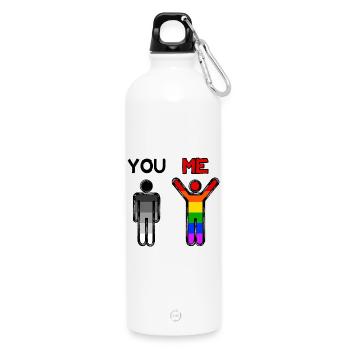 Lgbt Same-sex partnership saying - Water Bottle with carabiner 750 ml - white - Front