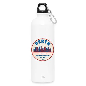 Perth Skyline Retro AU - Water Bottle with carabiner 750 ml - white - Front