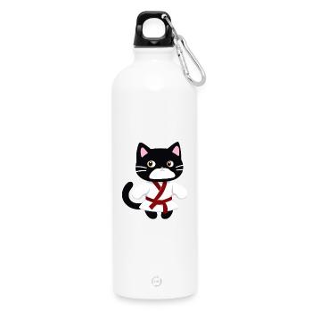 ticker, Happy Colorful Owl wearing Headphones, kaw - Trinkflasche mit Karabiner 750 ml - Weiß - Vorne