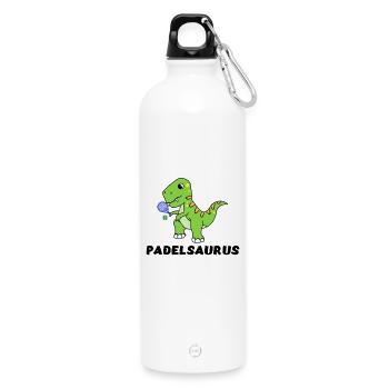 Dinosaurier Schläger Bälle Spruch Sport Padel - Trinkflasche mit Karabiner 750 ml - Weiß - Vorne