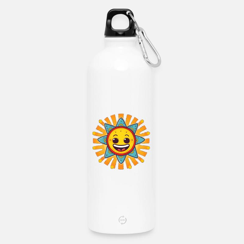 Happy Sonne - Trinkflasche mit Karabiner 750 ml - Weiß