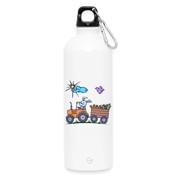 Tractor Farmer Field Vehicle Agricultural Machinery - Water Bottle with carabiner 750 ml - white - Front